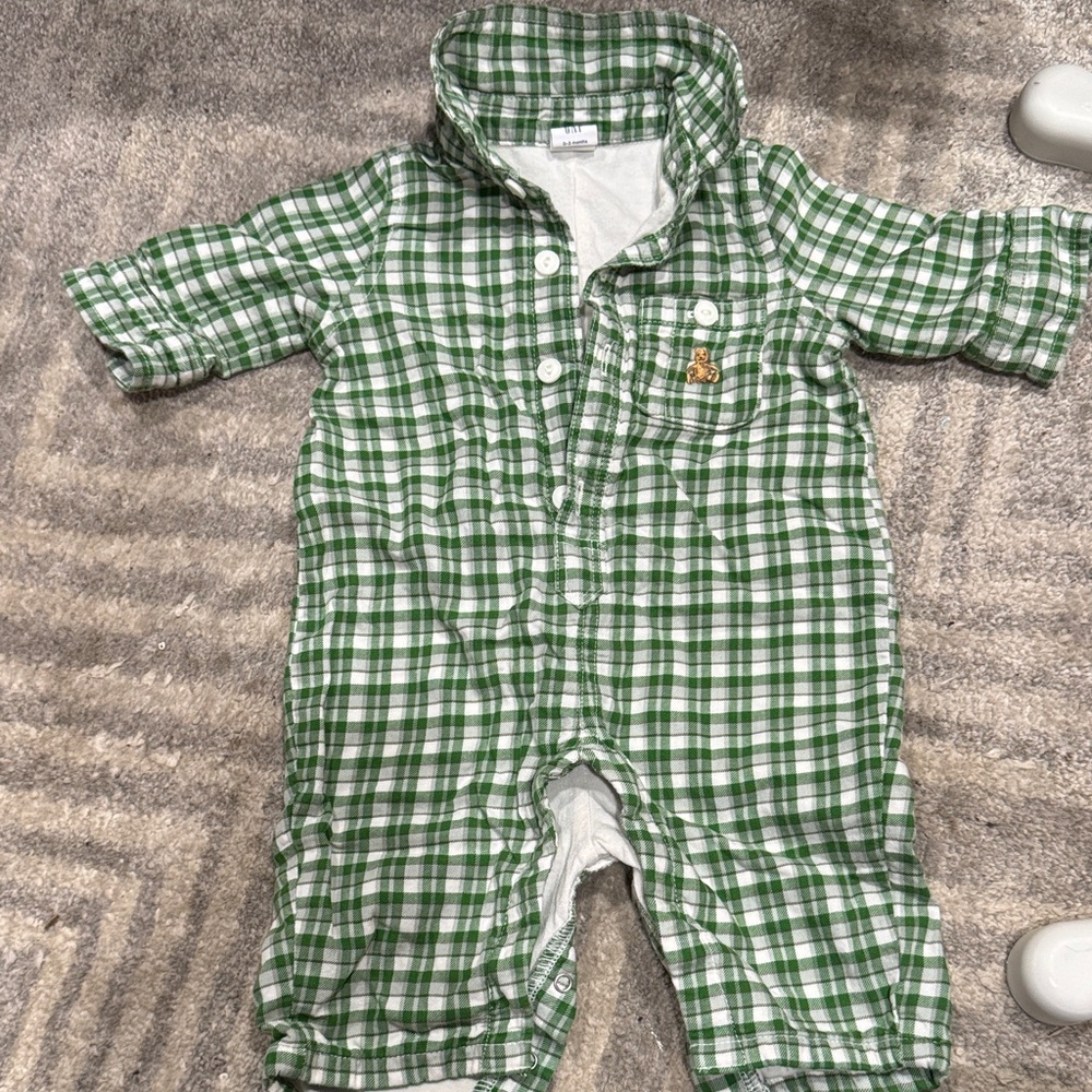 GAP Green Checkered Baby PJs